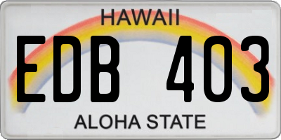 HI license plate EDB403