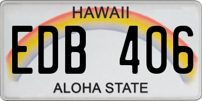 HI license plate EDB406