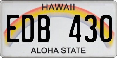 HI license plate EDB430