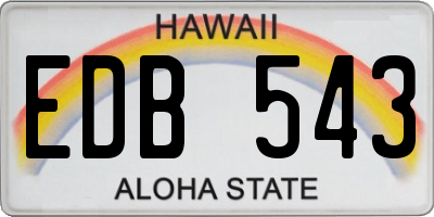 HI license plate EDB543