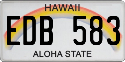 HI license plate EDB583