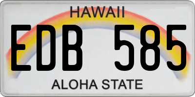 HI license plate EDB585