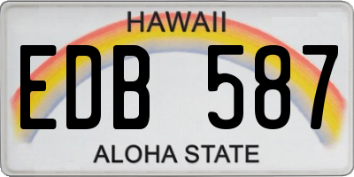 HI license plate EDB587