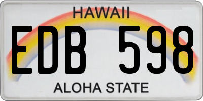 HI license plate EDB598