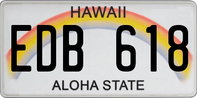 HI license plate EDB618