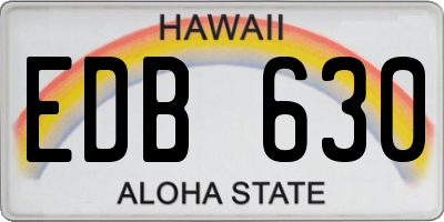 HI license plate EDB630