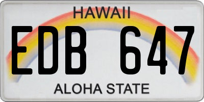 HI license plate EDB647