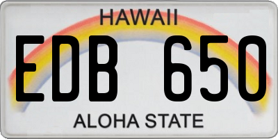 HI license plate EDB650