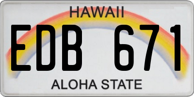 HI license plate EDB671