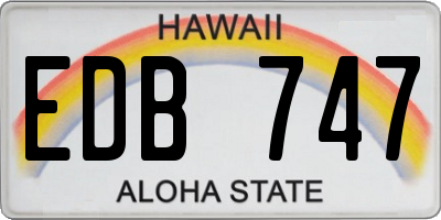 HI license plate EDB747