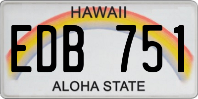 HI license plate EDB751