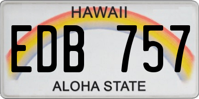 HI license plate EDB757