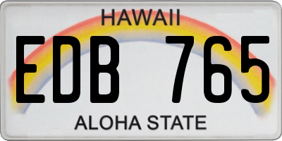 HI license plate EDB765
