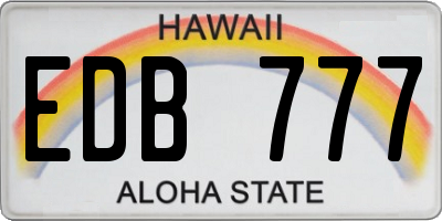 HI license plate EDB777