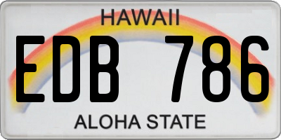 HI license plate EDB786