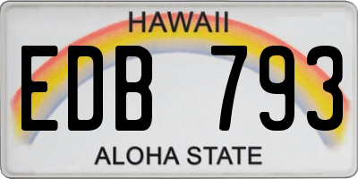 HI license plate EDB793