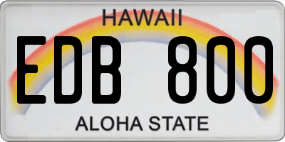 HI license plate EDB800