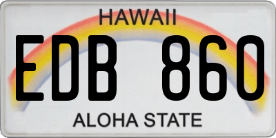 HI license plate EDB860