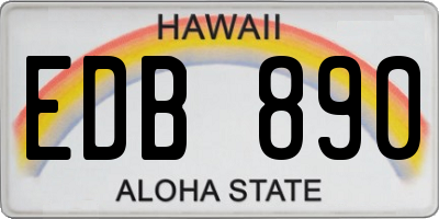 HI license plate EDB890