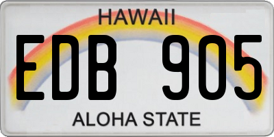 HI license plate EDB905