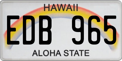 HI license plate EDB965