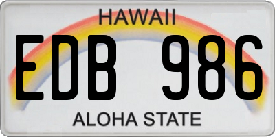 HI license plate EDB986