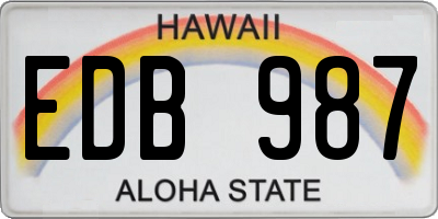HI license plate EDB987