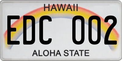 HI license plate EDC002
