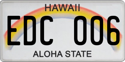 HI license plate EDC006