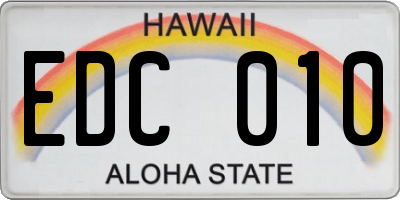 HI license plate EDC010