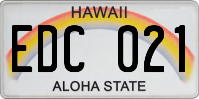 HI license plate EDC021