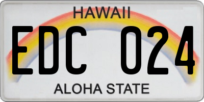 HI license plate EDC024