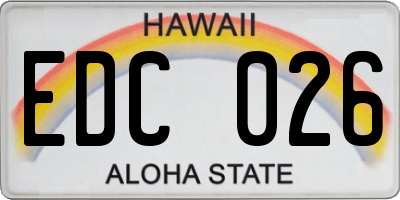 HI license plate EDC026