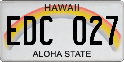 HI license plate EDC027