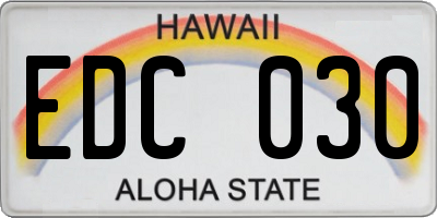 HI license plate EDC030