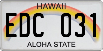 HI license plate EDC031
