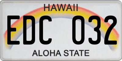 HI license plate EDC032