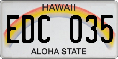 HI license plate EDC035
