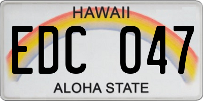 HI license plate EDC047