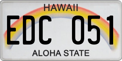HI license plate EDC051