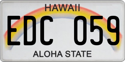 HI license plate EDC059