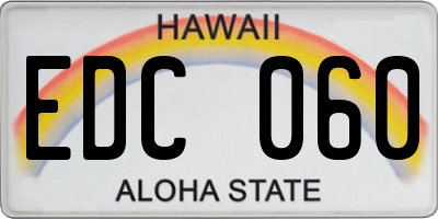 HI license plate EDC060