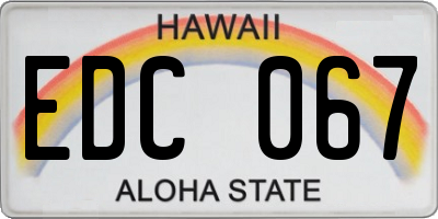 HI license plate EDC067