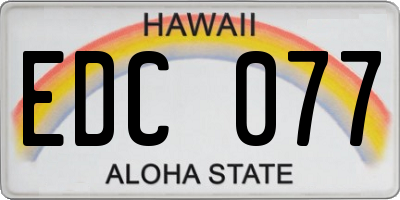 HI license plate EDC077