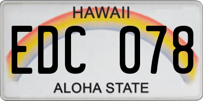 HI license plate EDC078