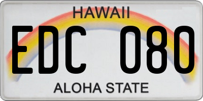HI license plate EDC080
