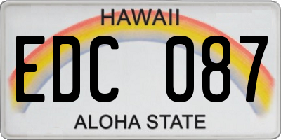 HI license plate EDC087