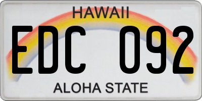 HI license plate EDC092