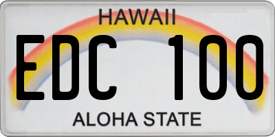 HI license plate EDC100