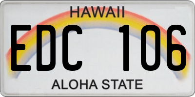 HI license plate EDC106
